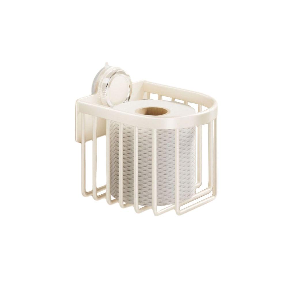 

Non Perforated Wall Mounted Storage Rack Suction Cups Tissue Roll Dispenser Paper Towel Stand Home White Circular