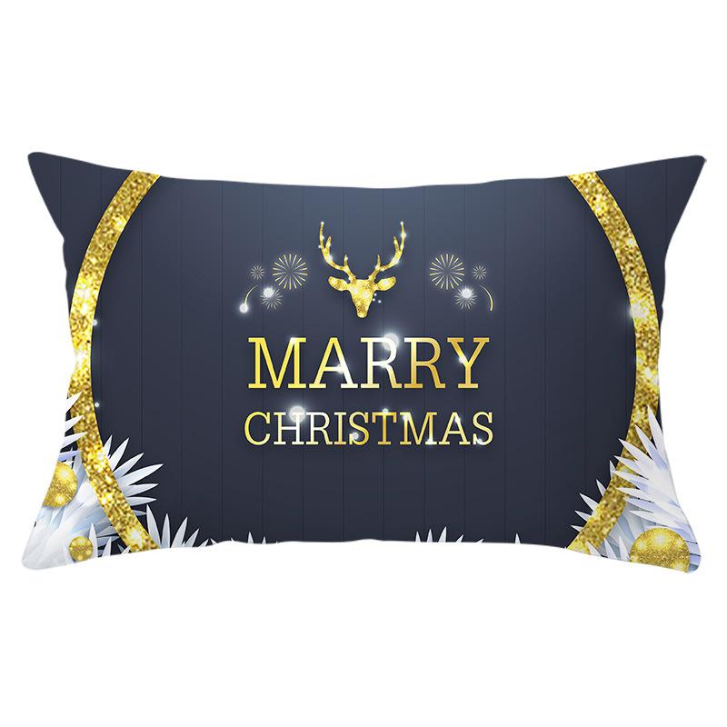 New Black Gold Series Christmas Peach Skin Print Waist Pillow Cover Home Accessories Cushion Cover Sofa Cushion Cover