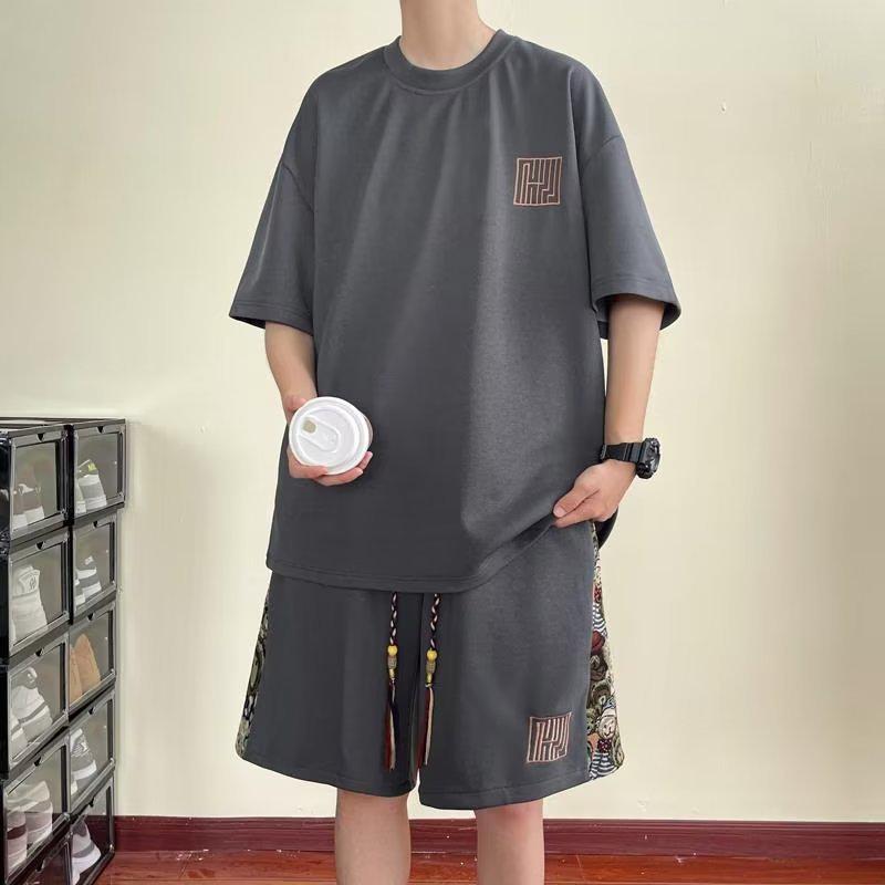 

Мужской летний модный комплект из шорт и футболки с принтом медведя - молодежная повседневная спортивная одежда XXL темно-серого