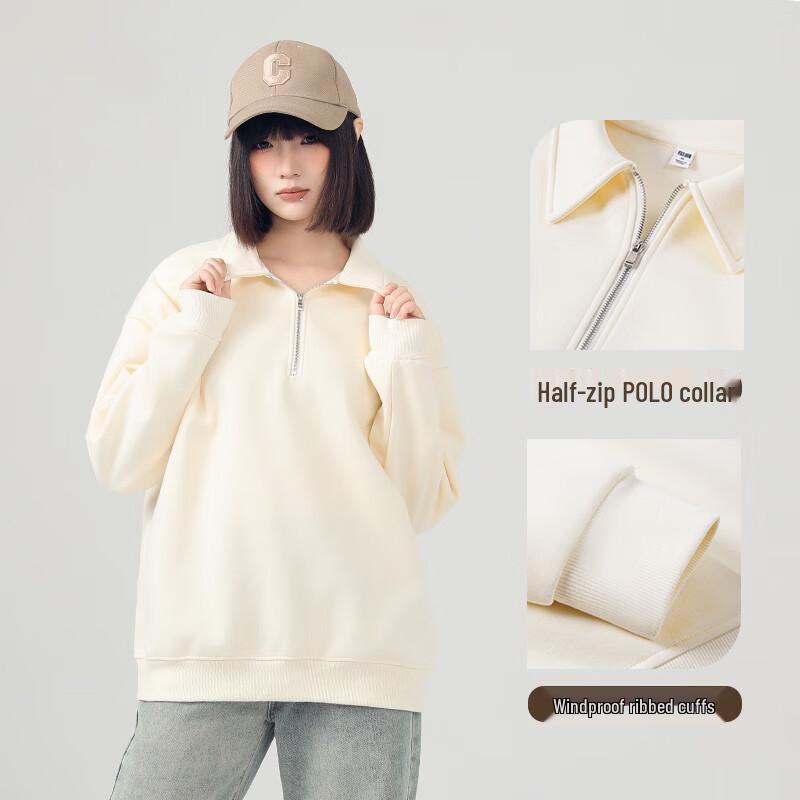 JEANSWEST Women's Polo Collar Half-Zip Print Sweatshirt