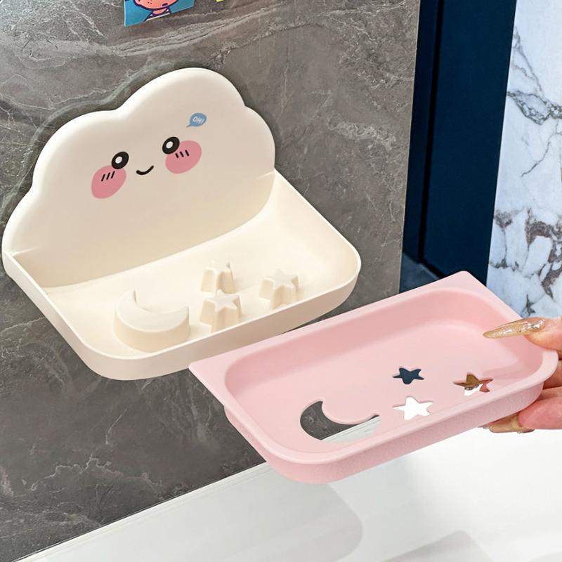 Kreative Wolkenform Seifenbox Entwässernd Rutschfest Seifenschale Wandmontiertes Badezimmerzubehör Niedlicher Seifenhalter für Zuhause Bad
