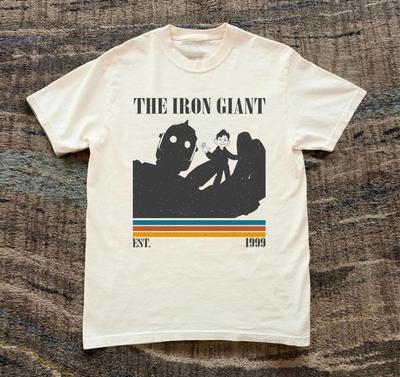 Summer Men's Pure Cotton Vintage The Iron Giant Movie T-shirt Oversized Loose and Breathable Suitable for Everyday Wear