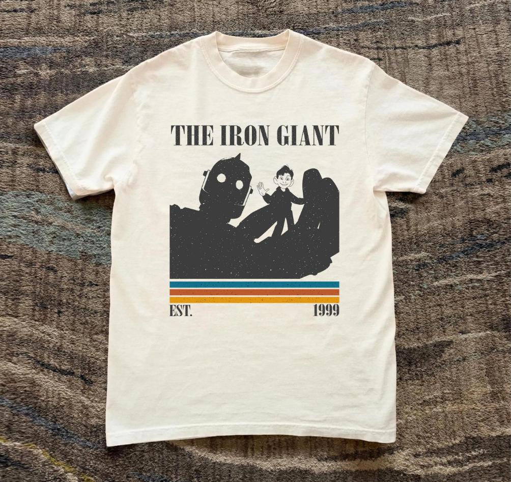

Summer Men s Pure Cotton Vintage The Iron Giant Movie T-shirt Oversized Loose and Breathable Suitable for Everyday Wear S разноцветный
