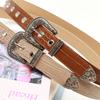 Heavy Industry Carved Alloy Three Piece Set Women's Belt Versatile Jeans Belt Retro Style Stone Patterned Belt for Women
