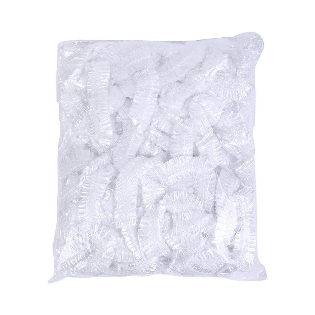 100 Pack Disposable Shower Caps Thickened Waterproof Elastic Hair Covers for Women Clear Plastic Large 15 Inch Bath Caps