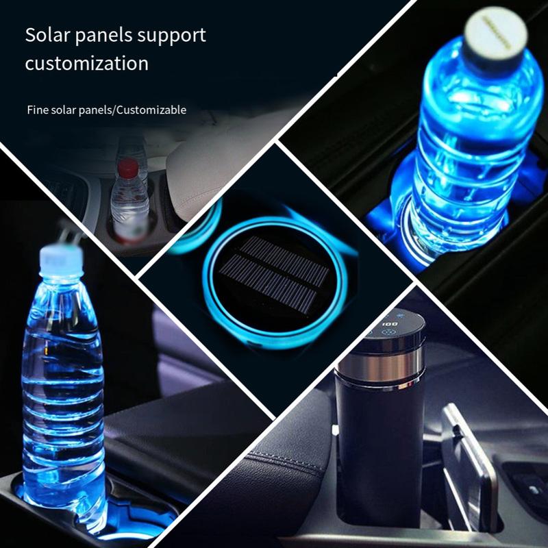 Colorful Atmosphere Light LED Car Cup Mat Solar Powered Car Accessory Car Interior Ambiance For Car Interior Lighting