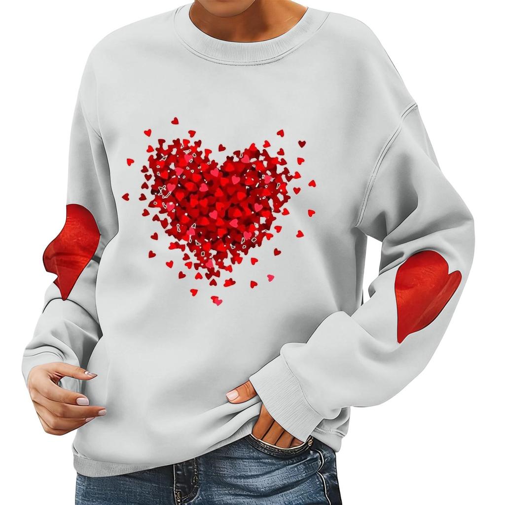 Ladies' Valentine's Day Printed Casual Long Sleeved Sports Hoodie Top