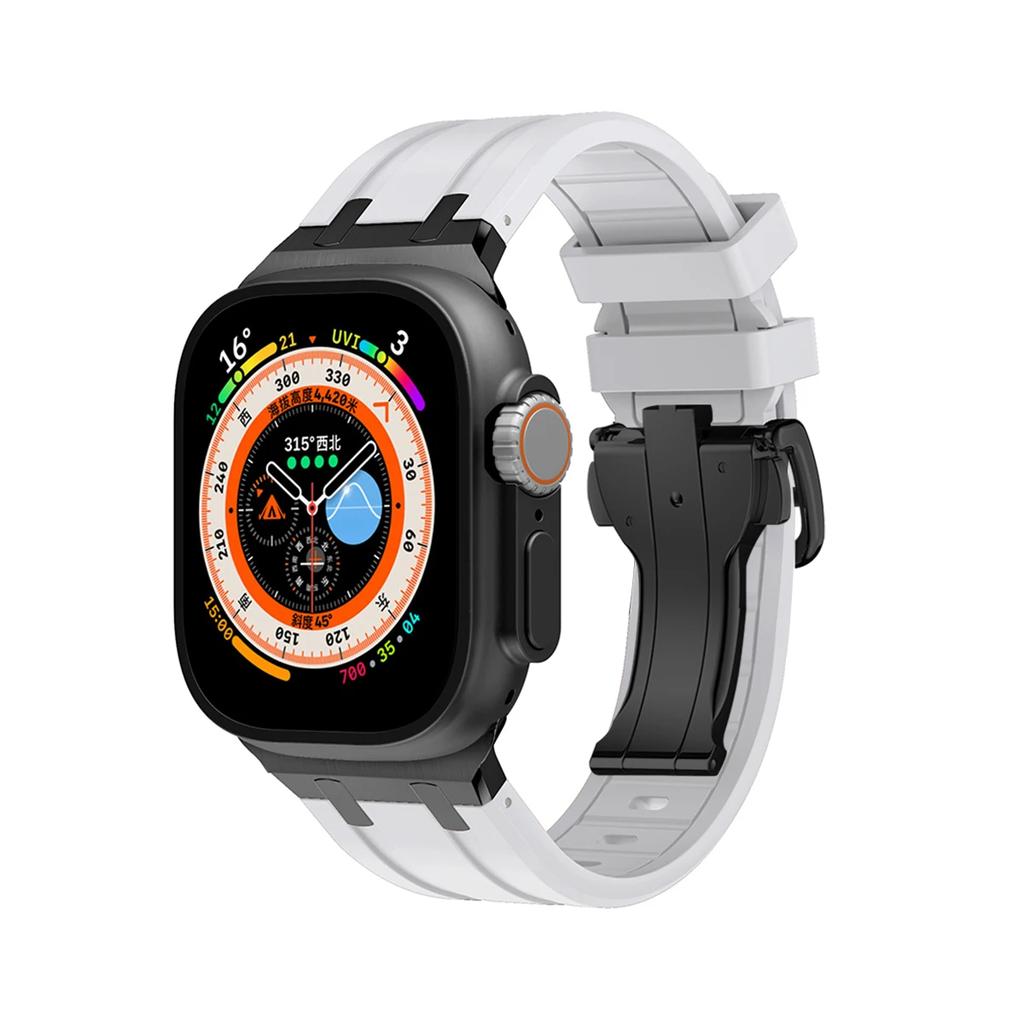 Soft Silicone Strap For Apple Watch Ultra 2 1 49mm Series 9 8 7 41 45mm Rubber Band For iWatch 6 5 4 se 42mm 44mm Mens Bracelet