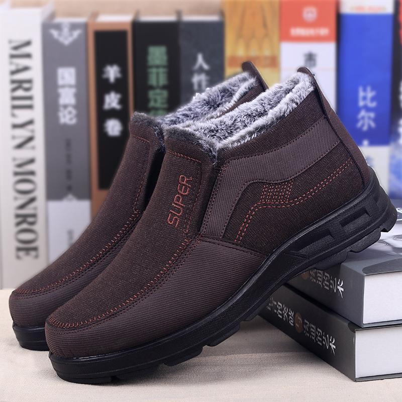 

2025 winter cotton shoes waterproof polyurethane large cotton boots thickened warm soft sole old Beijing cloth shoes men 44
