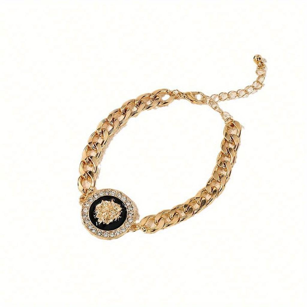 1pc New Dripping Oil Lion Head  Chain Bracelet