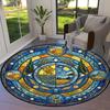 Mandala Famous Painting Round Area Rug,Carpet Rug for Living Room Bedroom Sofa Playroom Decor,Non-slip Floor Mat Q0024