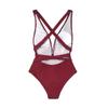 Damenmode Lässiger roter einteiliger Badeanzug mit tiefem V-Ausschnitt und Riemen