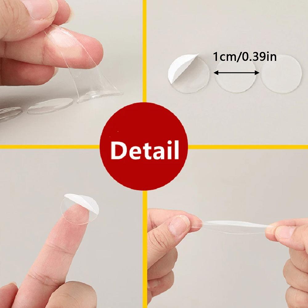 10Sheets Acrylic Double-Sided Adhesive Tape Round 10mm*30 Grains No Trace Nano Waterproof Adhesive Sticker Home Party Decor