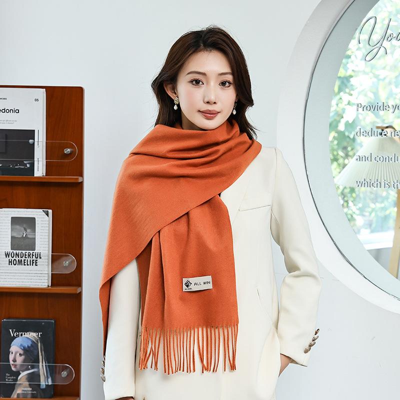 Winter wool simple and versatile scarf solid color women's autumn and winter warm fashion temperament wool shawl