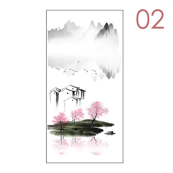 Chinesische künstlerische Landschaftsmalerei Fensterfolie Undurchsichtig Statisch haftend Ohne Klebstoff Dekor Glasaufkleber Fenster-Sichtschutzfolie