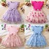 Girl Summer Princess Dress With Floral Embroidery And Tulle For Kids