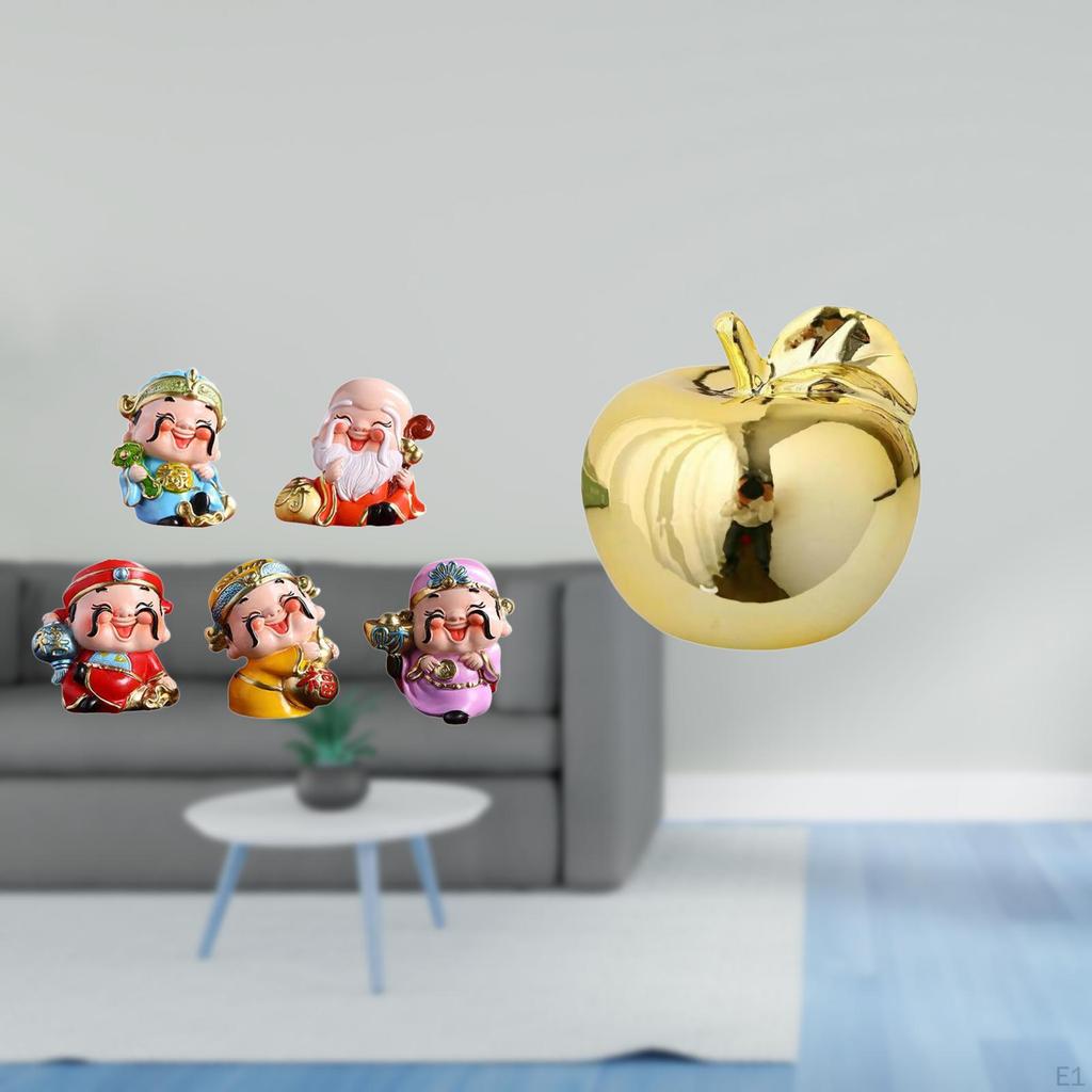 Resin God of Fortune Wealthy Figurines Tabletop Sculpture Ceramic Fruit Statue Mini Ornament Craft