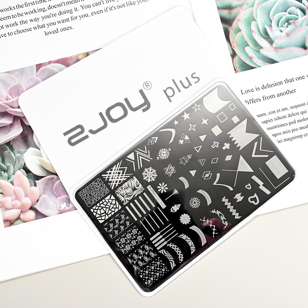 Destičky na ražení nehtů Zimní linky svetru s pruhovaným vzorem Šablony na nehty DIY geometrický kostkovaný design nehtová deska Obrázek Decoratio