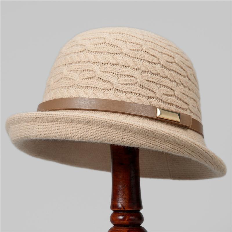 French Hepburn Curling Edge Basin Hat Women Autumn And Winter Outdoor Travel Show Face Little Fisherman Hat Knitted Top Hat Tide