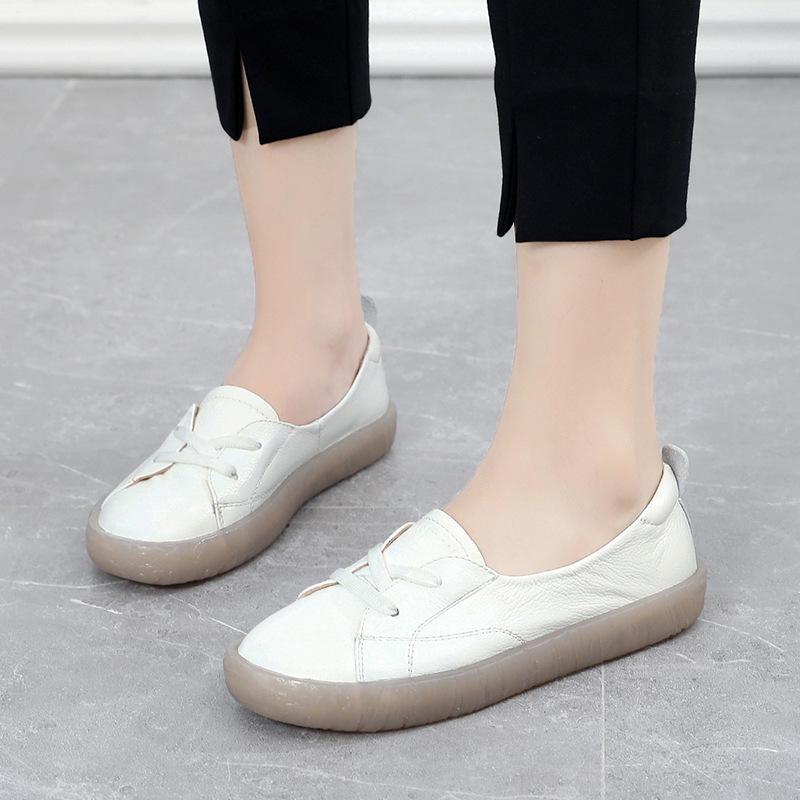 Cuero Blanco Zapatos De Las Mujeres De Color Salvaje Plana Z Cuero Blanco Zapatos De Las Mujeres De Color Salvaje Plana Z