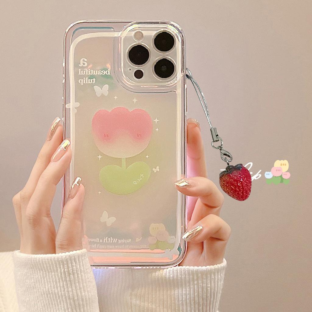 Stylish Strawberry Pendant Cellphone Accessory Unique Keychain Decoration Charm Bag Decoration Phone Anti-lost Lanyard