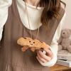 Plush croissant smiley face leather necklace cute bread sweater chain fashion personality design sense necklace women