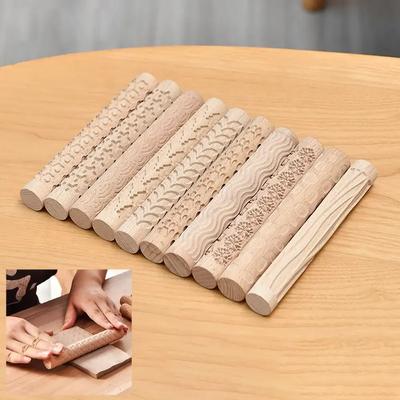 Clay Texture Tool Pottery Ceramic Roller Stamp Mud Pressed Embossed Pattern Rolling Pin Polymer Clay Earring Jewelry Making Tool