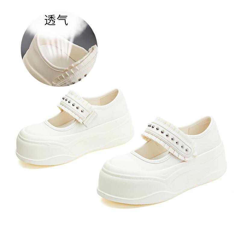 

Foam sole Velcro Mary Jane shoes women s 2025 summer new big head sports little white shoes casual versatile single shoes 40 бежевый