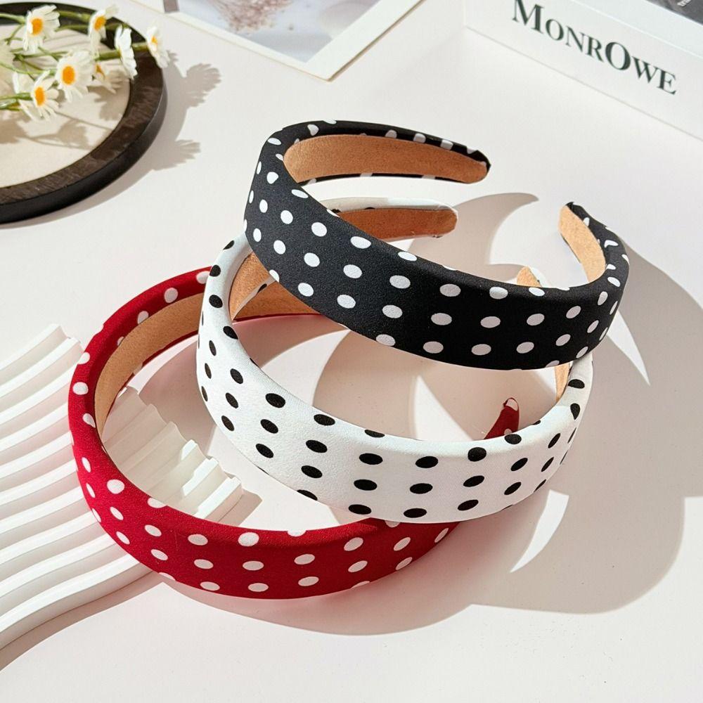 Polka Dot Headband Wide-Edge Hair Bundle Retro Elegant Hairband