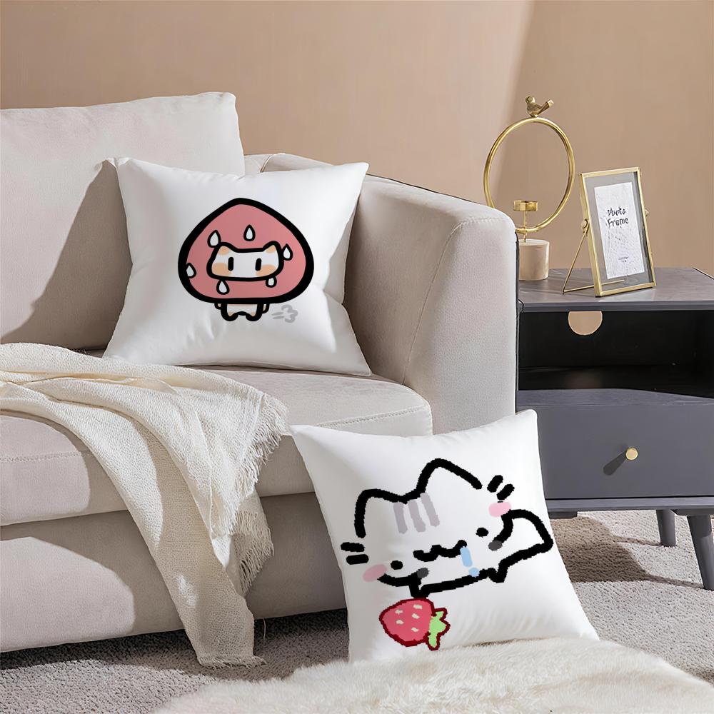 Dreamy Strawberries Cushion Cover Throw Pillow Cover Hidden Button Durable Polyester Chair Cushion