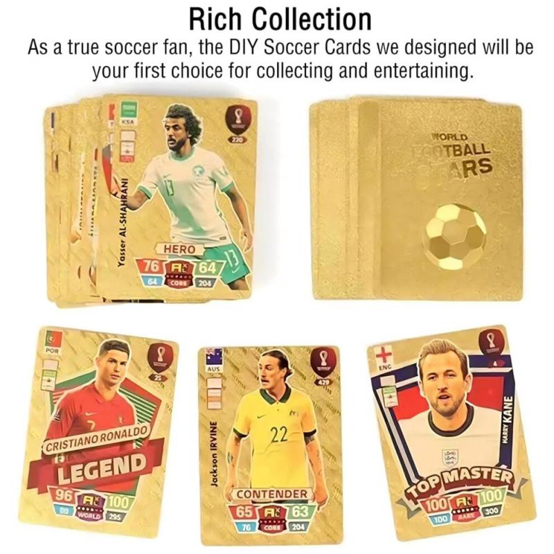 Football Card Collection Series, dedicated to fans and collectors. Stunning football card collection, waterproof and stain-resistant PVC trading cards