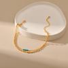 Gold Plated Double Layer Beaded Chain with Turquoise Accent Anklet