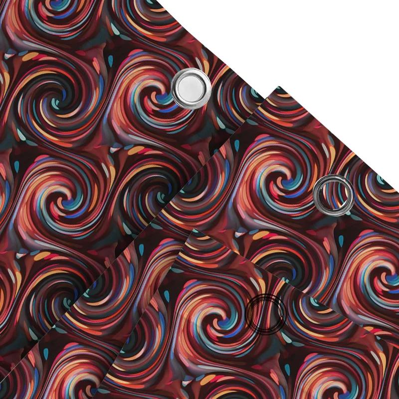 Luxury Bathroom Decorcolorful Swirl Printed Shower Curtain Set For Spa Bathrooms Waterproof, Mold-Resistant Durable Fabric With