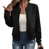 Autumn Winter Solid Color Zipper Jacket Baseball Collar Casual Coat for Women Long Sleeve Jackets & Coats