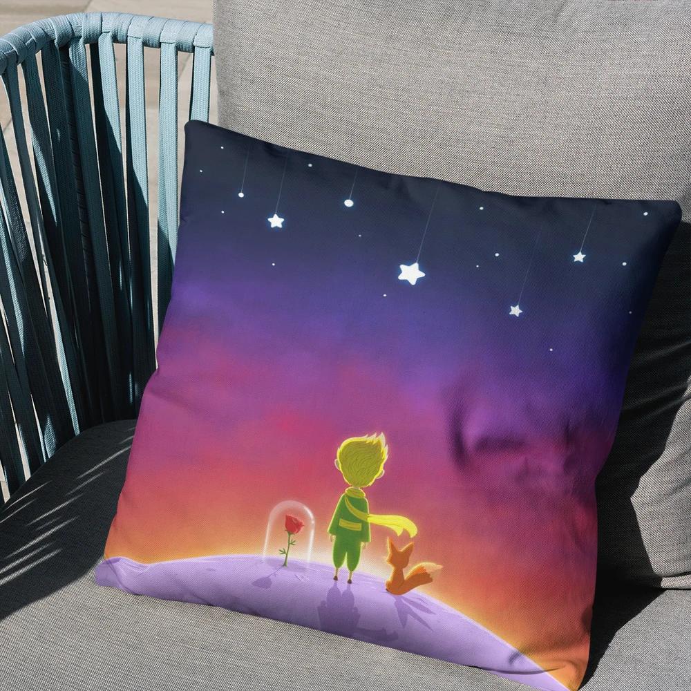 45x45cm Short Plush Little Prince Print Cartoon Pillowcase Bedroom Sofa Chair Car Waist Pillow Cover Home Party Cushion Cover