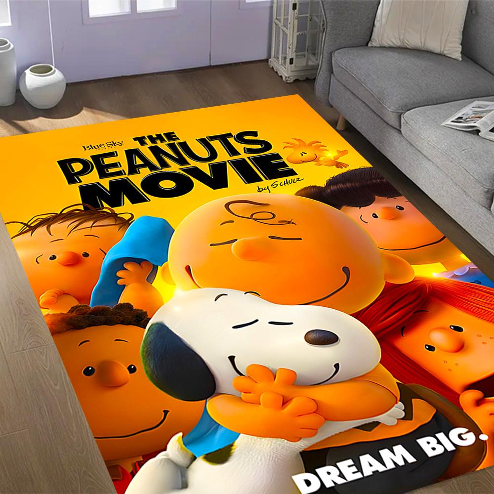 Snoopy's Peanuts Gang Themed Anti-Slip Rugs - Polyester Home Decor, Suitable for Bedrooms, Living Rooms, Doorways, Studios, and Decorations