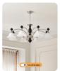 Mid-Century Cream Flower Chandelier with Solid Wood and French Retro Design