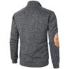 Men's Stand Collar Sweatshirt Jacket Knit Elbow Patch Casual Jacquard Cardigan Hoodie