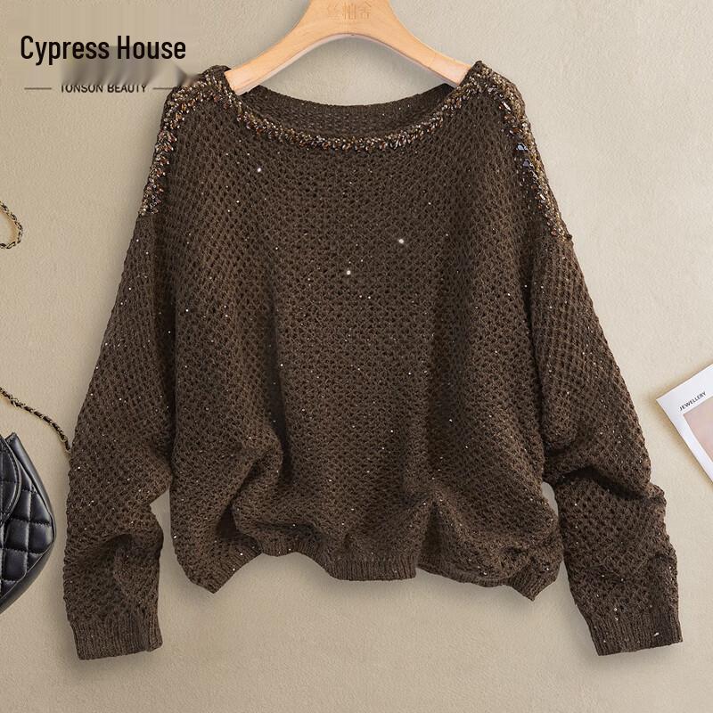 

Women s Relaxed Fit Openwork Knit Wool Blend Sweater One Size