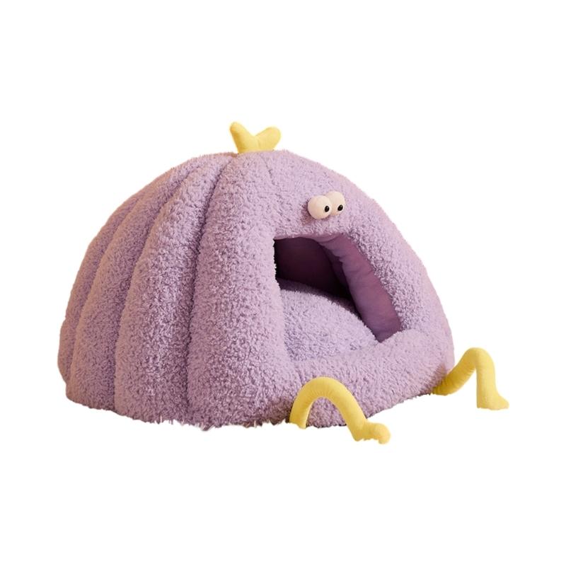 Cartoon Theme Pet Bed Warm Shelter House For Dog Cats With Semi Enclosed Design Cold Weather Pet Cave Home Decoration