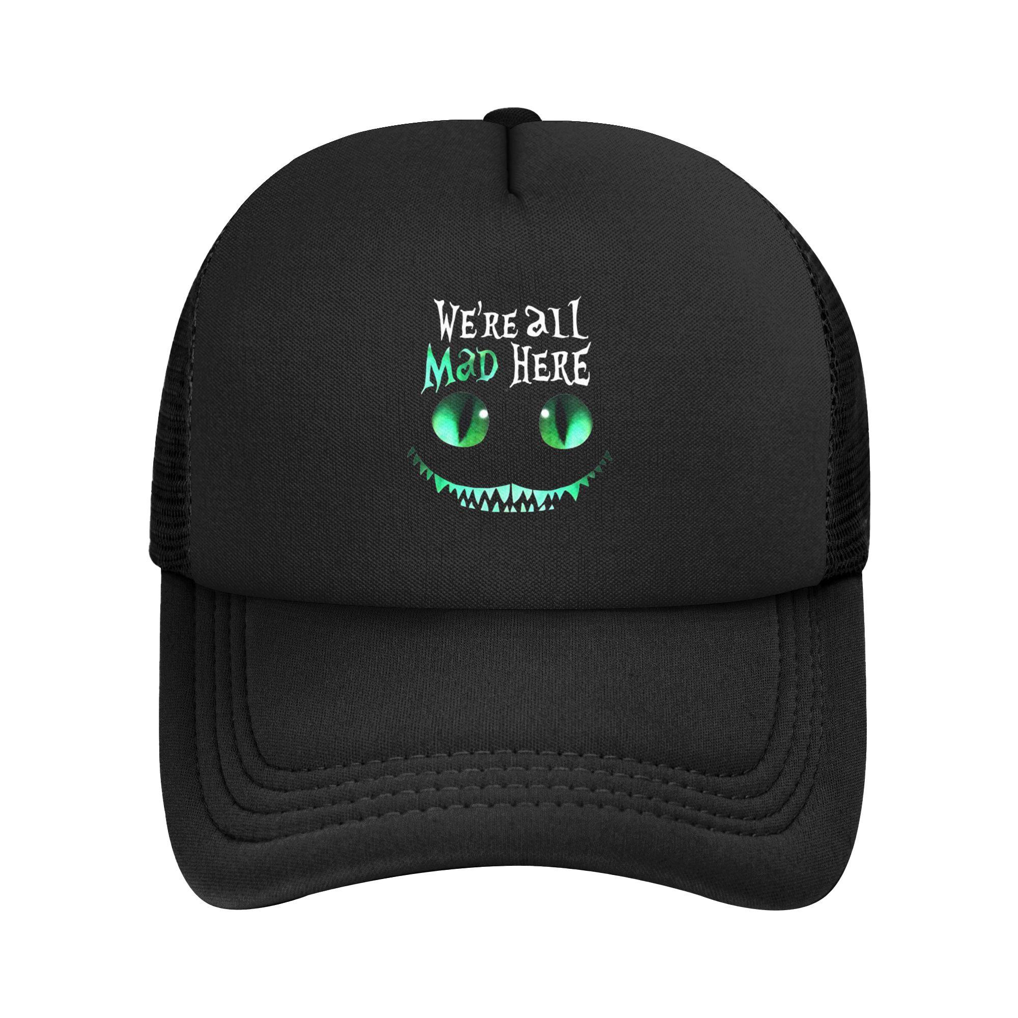 

Cheshire Cat Were All Mad Here Alice In Wonderland Trucker Hat Unisex Hats Sun Hat Adjustable Mesh Baseball Caps Spring One Size