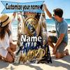Custom Name Personalized Real Madrid Football Print Beach Towel, for Trip Camping Beach Party Home Decor, Birthday Gift for Family & Friends