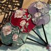 Chinese Style Hanfu Ancient Fan Dance Shooting Long Handled Embroidered Classical Double Sided Fan Female Decorative Fan