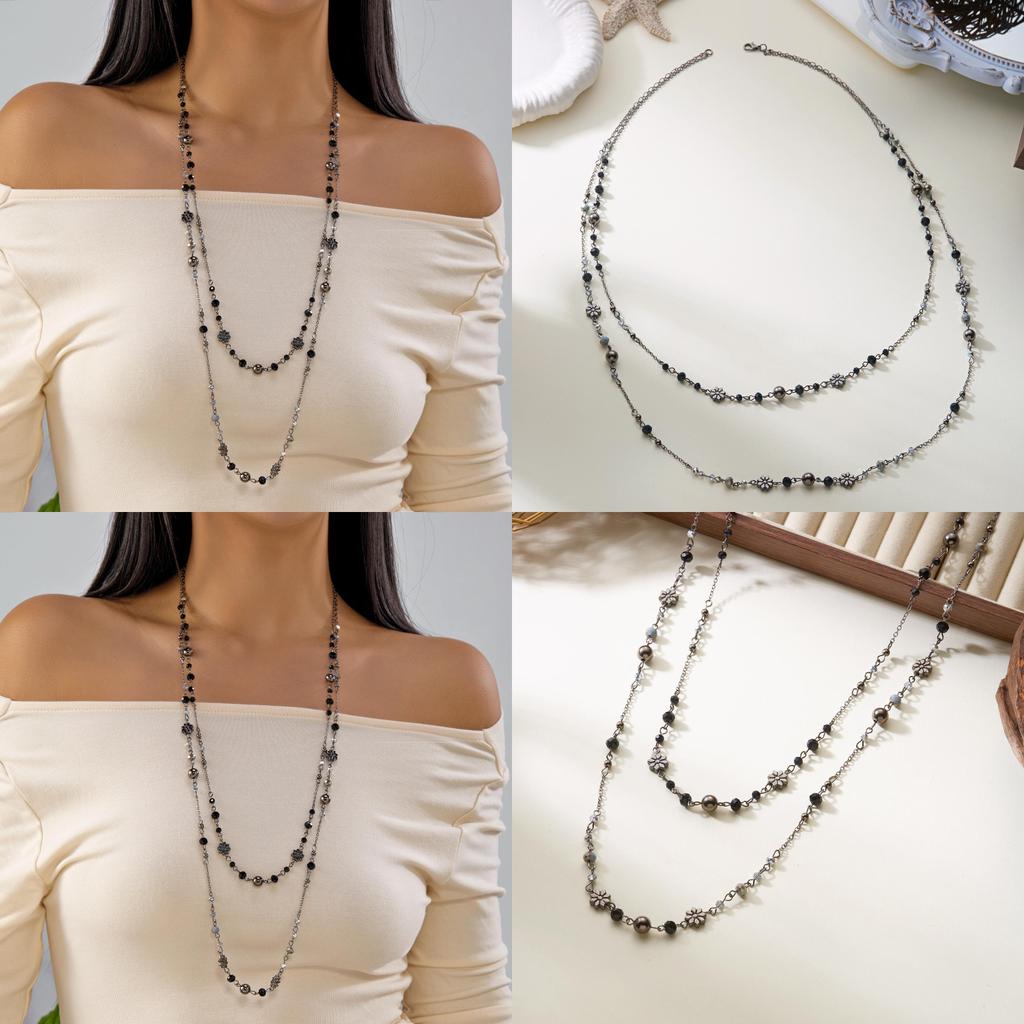 Unique Vintagestyle Layered Necklace With Flower Motif For Women Summer
