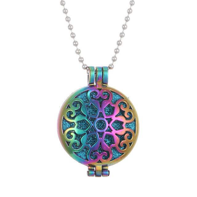 2pcs New Colorful Aromatherapy Necklace Vintage Flower Butterfly Tree Owl Essential Oil Diffuser Necklace Perfume Lockets Pendants