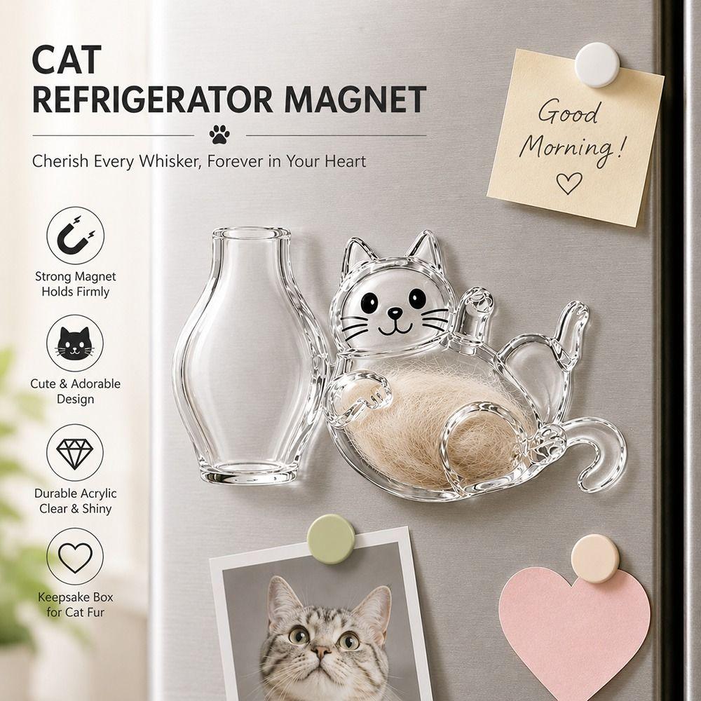 Transparent Cat Whiskers Collection Ornaments Pet Memorial Box Home Refrigerator Decor