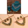 Water Drop Pendant Necklace And Earrings Set With Rhinestones For Women