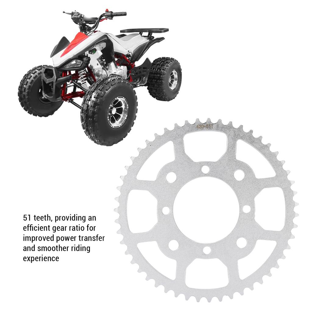 420 51T Rear Chain Sprocket Hard Steel Alloy Efficient Gear Ratio Improved Power Transfer for ATV Pit Dirt Bike Motorcycle Motor Moped