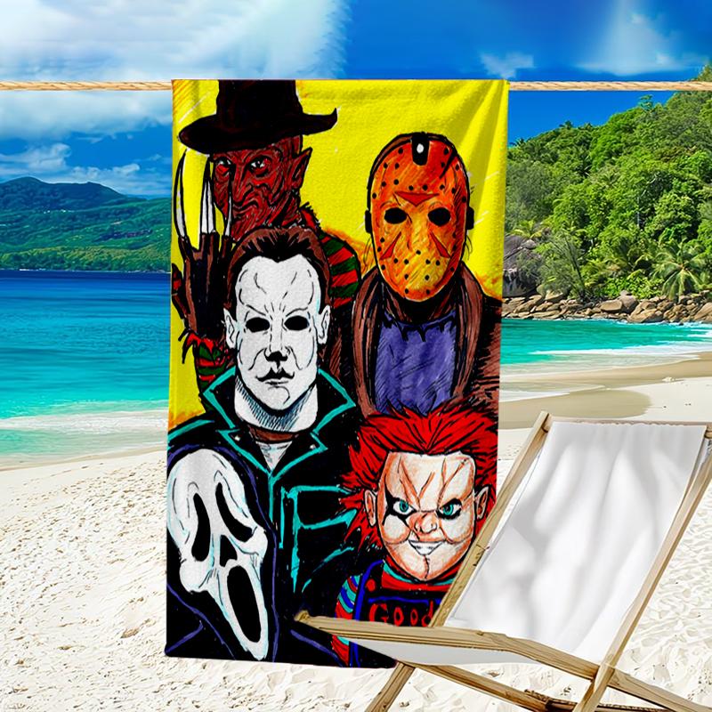Ultra-Soft Beach Towel with Halloween horror Theme,Ideal for Pool - Camping, Diving - Perfect Travel Essential, Vibrant Beach Towel.