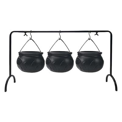 3 Pcs Halloween Decorations Witches Cauldron Candy Serving Bowls On Rack Party Supplies For Halloween Festival